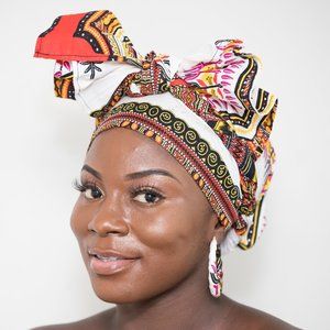 Matching African Dashiki Head Wrap & small Earring
